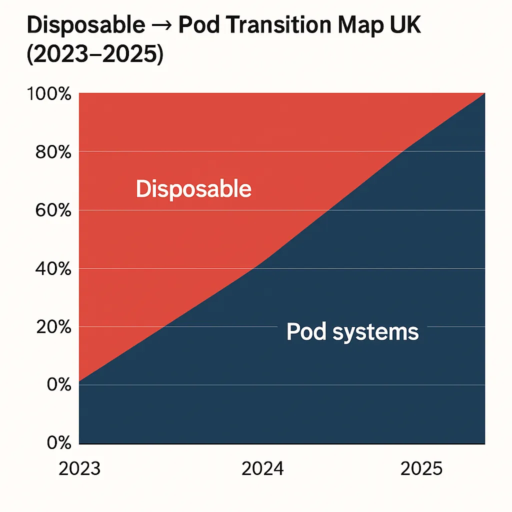 Disposable to Pod Transition Map UK (2023–2025)